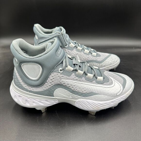 Nike Alpha Huarache Elite 4 Mid Grey Baseball Cleats DJ6520-012 Men's Size 7 - Picture 1 of 8
